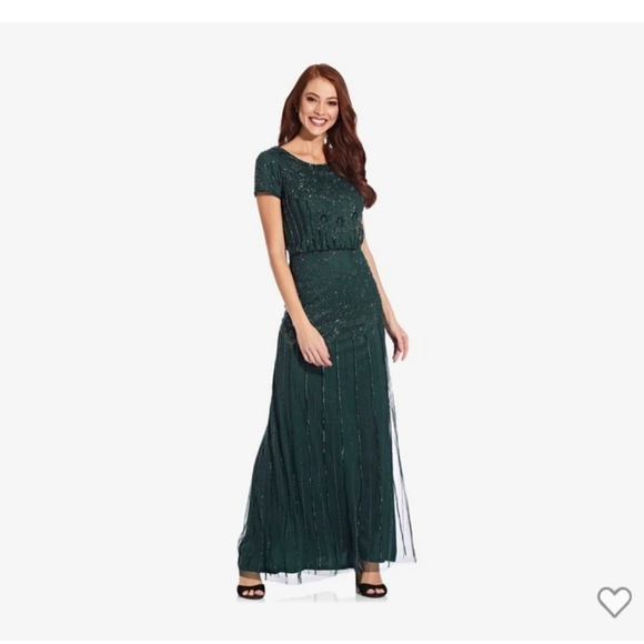 slim fit dress slacks Emerald Green Metallic Blouson Halter Dress main image 0